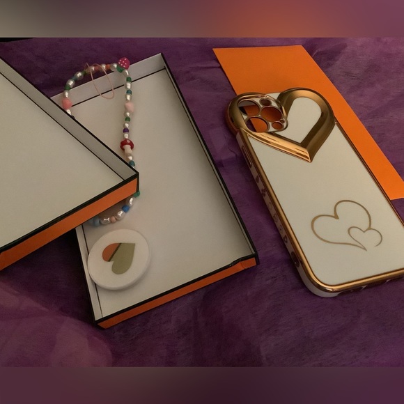 Flafens White Love Heart Case iPhone 12 ProMax Lux Hearts Cover - Picture 1 of 10